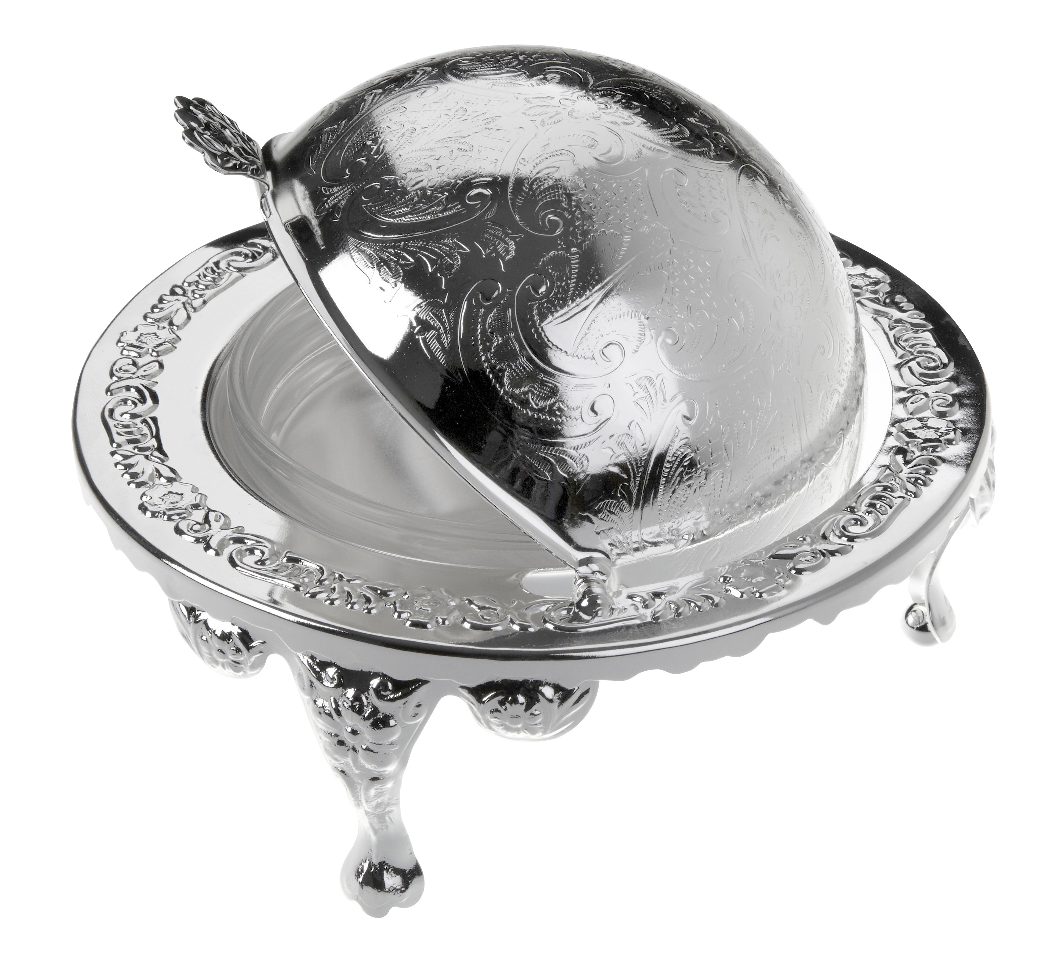 Silver plated butter dish with glass insert store